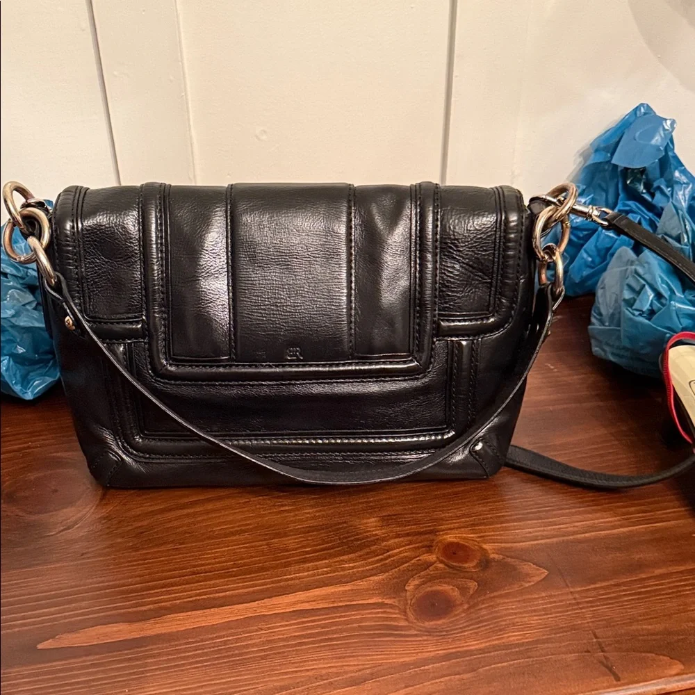 Vintage Banana Republic Black Leather Shoulder Bag Y2K Minimalist Chic
